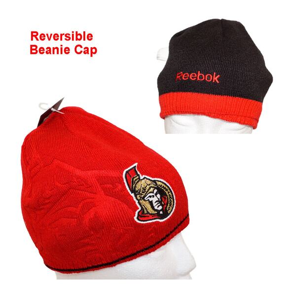 Ottawa Senators NHL Hockey Reversible Beanie Cap - Vintage Reebok Toque Hat 2010 - Picture 1 of 11